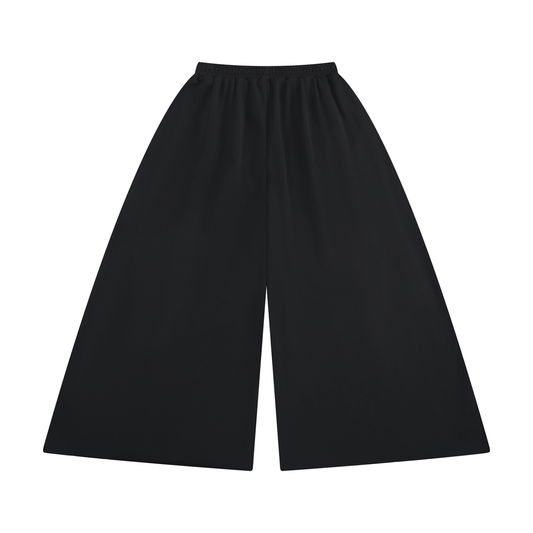 Women's Raw Edge Wide Leg Sweatpants in black, alternate angle