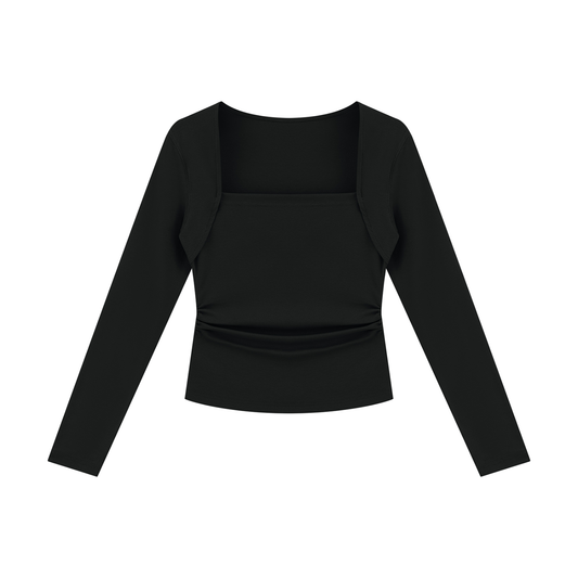 Women's Ruched Long Sleeve T-Shirt in black