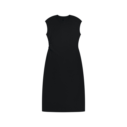 Women's Ruched Sleeveless Dress in black