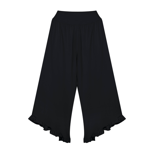 Women's Ruched Wide Leg Pants in black