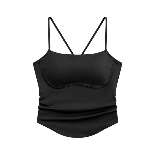 Women's Ruched Yoga Tank Top in black
