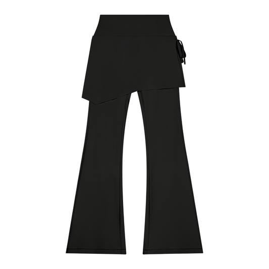 Women's Skirted Flare Yoga Leggings in black