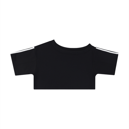 Women's Slim Fit Asymmetrical Neck T-Shirt in black
