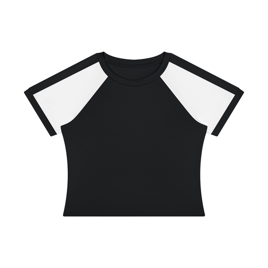 Women's Slim Raglan Color Block T-Shirt in black with white