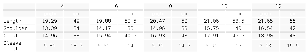 Size chart for the Women's Square Neck Training T-Shirt