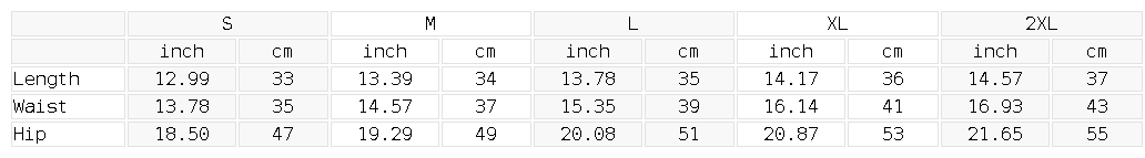 Size chart for the Women's Studded Denim Mini Skirt