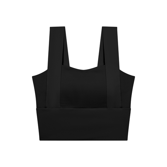 Women's Tonal Paneled Yoga Crop Tank Top in black
