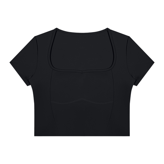 Women's Topstitch Yoga T-Shirt in black