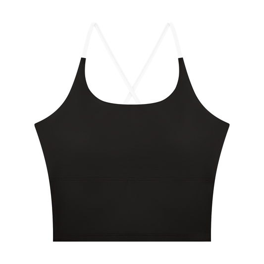 Women's U-Neck Color Block Yoga Tank Top in black