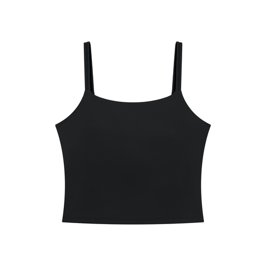 Women's U-Neck Yoga Crop Tank Top in black