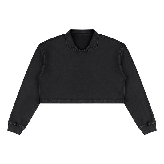 Women's Vintage Wash Crop Sweatshirt in black