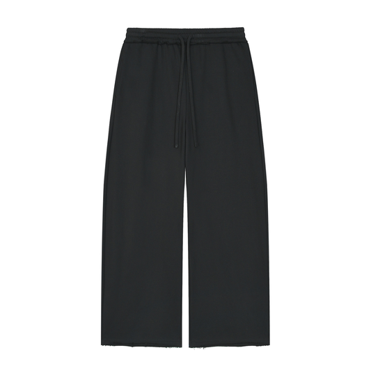 Women's Wide Leg Raw Edge Sweatpants in black