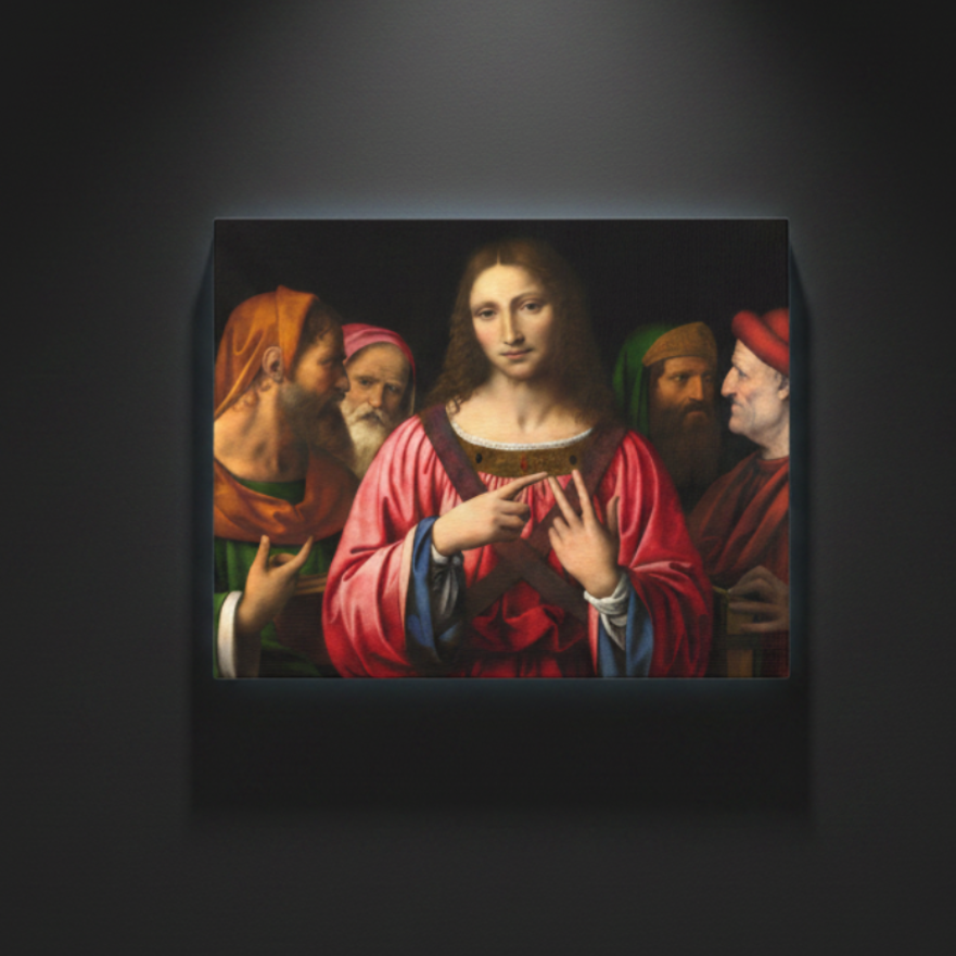 Christ Among the Doctors by Bernardino Luini, Renaissance oil painting on poplar panel