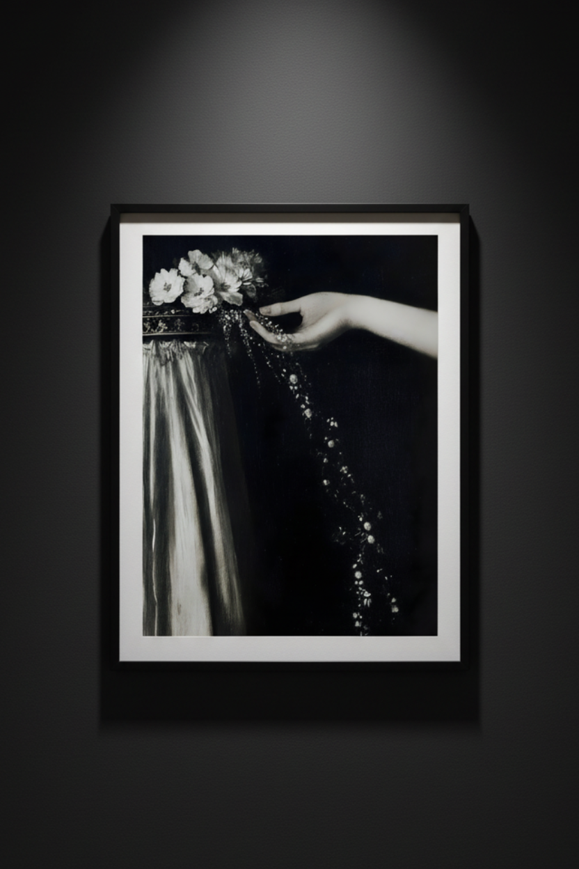 Beads in Her Hand, art print