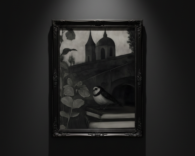 Bird Above the Old City, art print