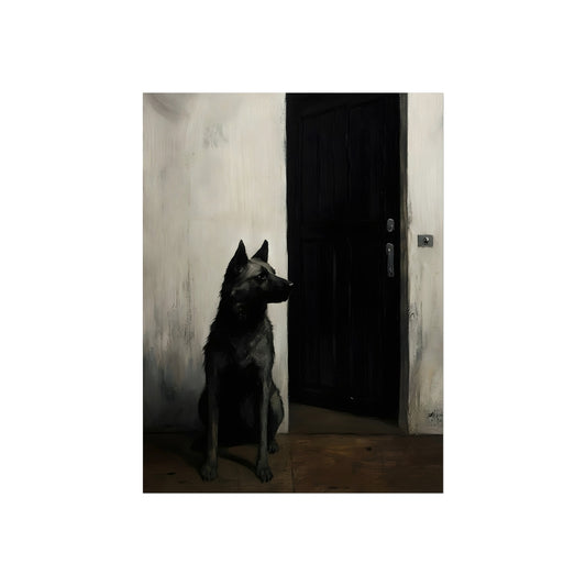 Black Dog at the Closed Door, art print, view 2