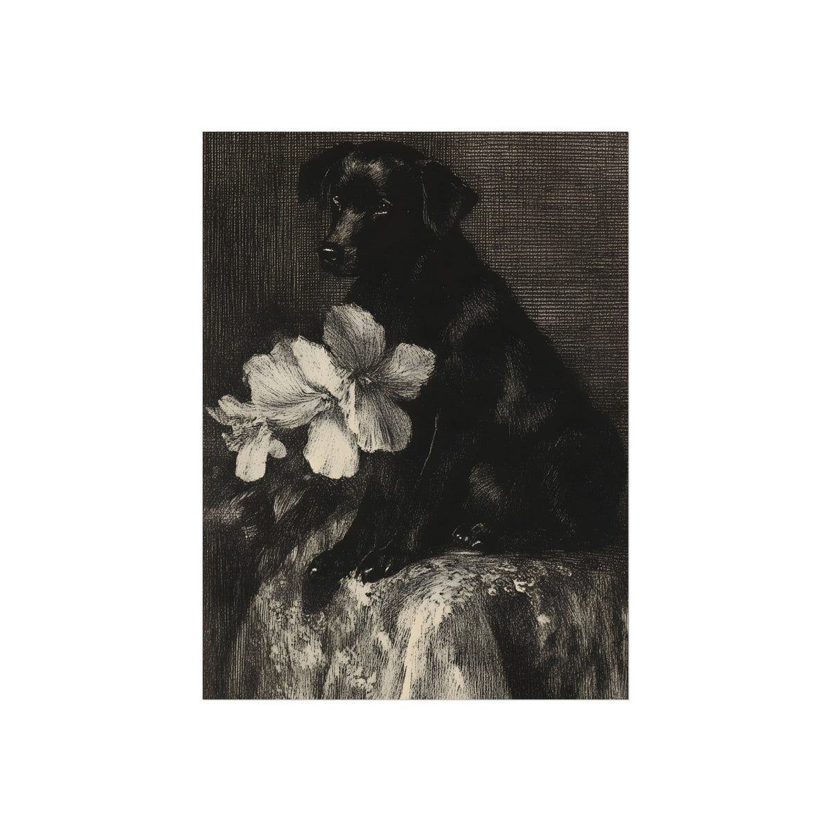 Black Dog on the Stone Pedestal, art print, view 4