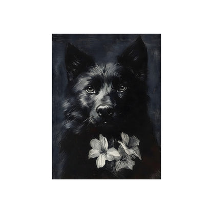 Black Dog with White Flowers, art print, view 4