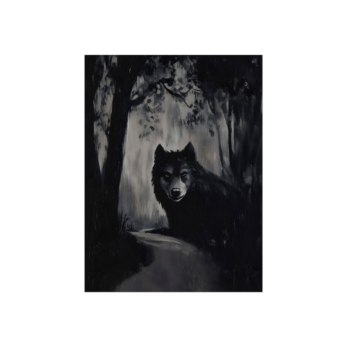 Blackwood Howl wolf in dark forest fine art poster