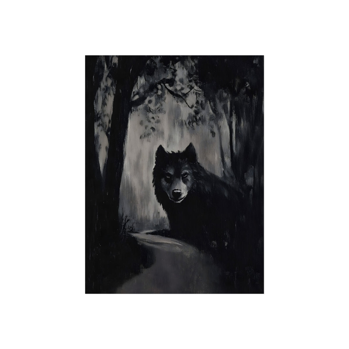Blackwood Howl wolf in dark forest fine art poster