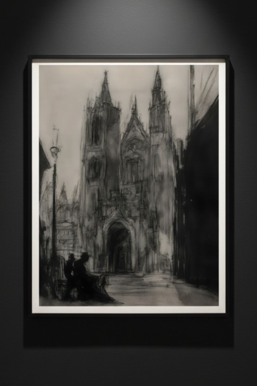 Cathedral in Ash | Gothic Architecture Fine Art Paper Print artwork image