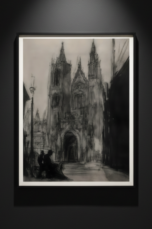 Cathedral in Ash | Gothic Architecture Fine Art Paper Print artwork image