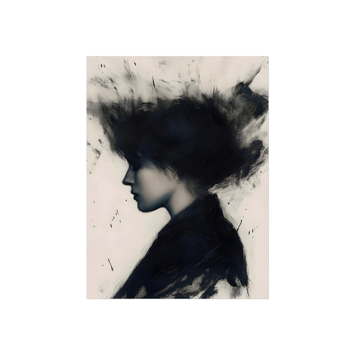 Charcoal Reverie abstract woman profile fine art print