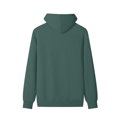 Classic Unisex Cotton Hoodie in olive green, alternate angle