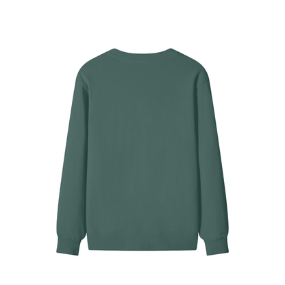 Classic Unisex Cotton Sweatshirt in olive green, alternate angle