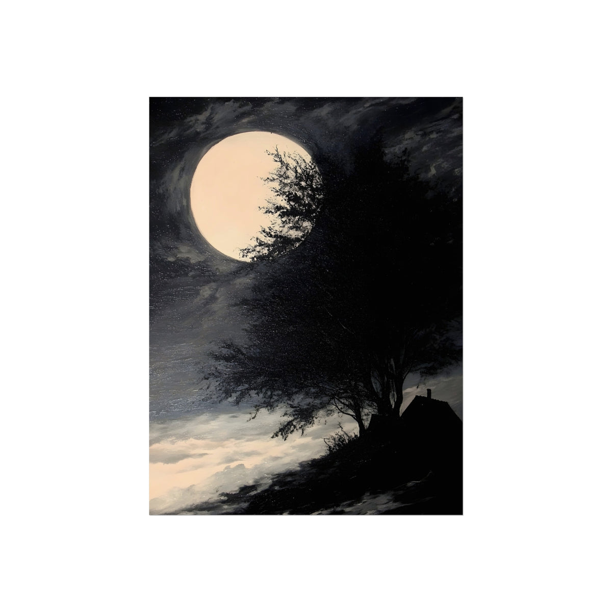 Cottage Under the Moon, art print, view 2