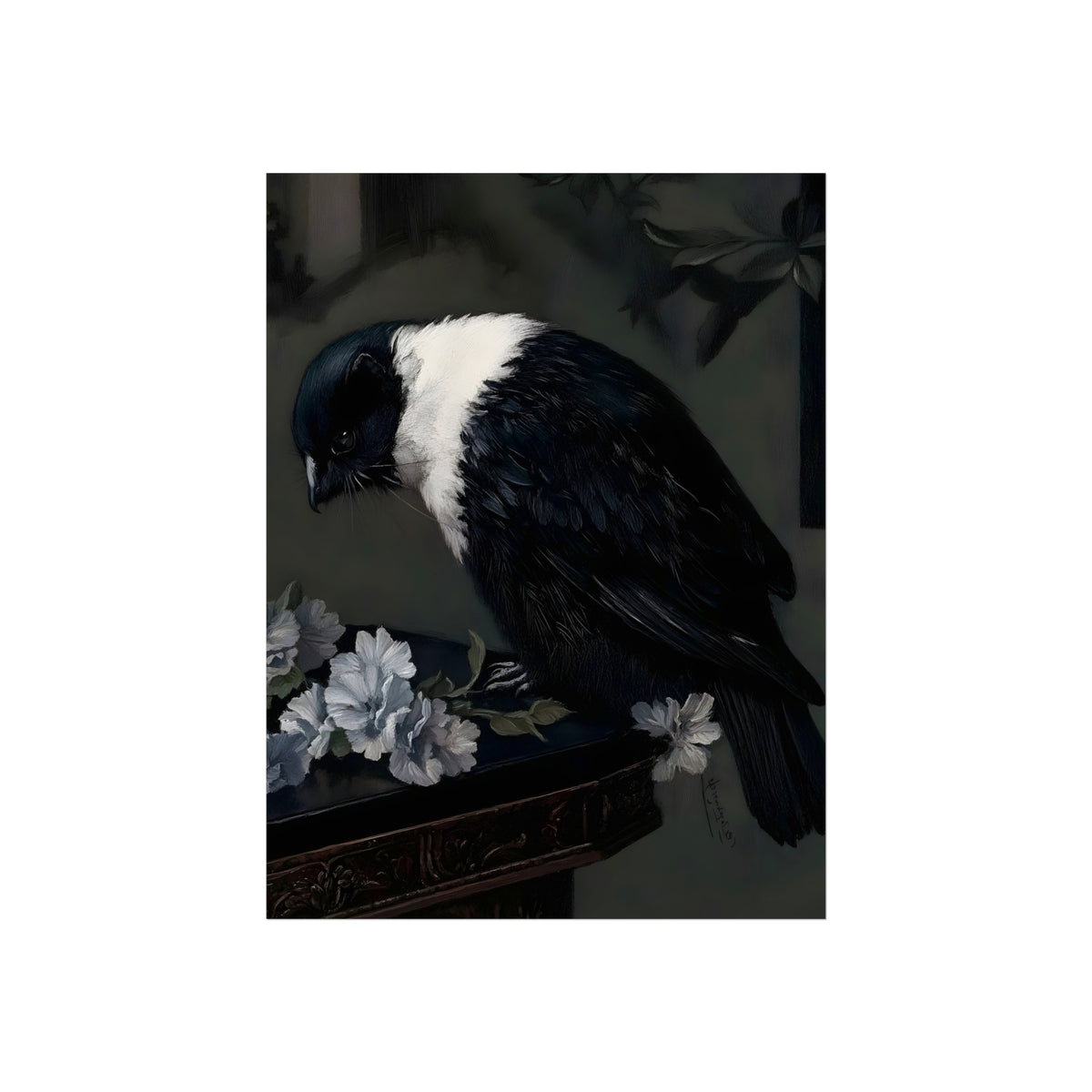 Crow Among White Flowers, art print, view 3