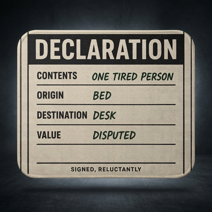 Funny Declaration Mouse Pad – One Tired Person Office Desk Decor