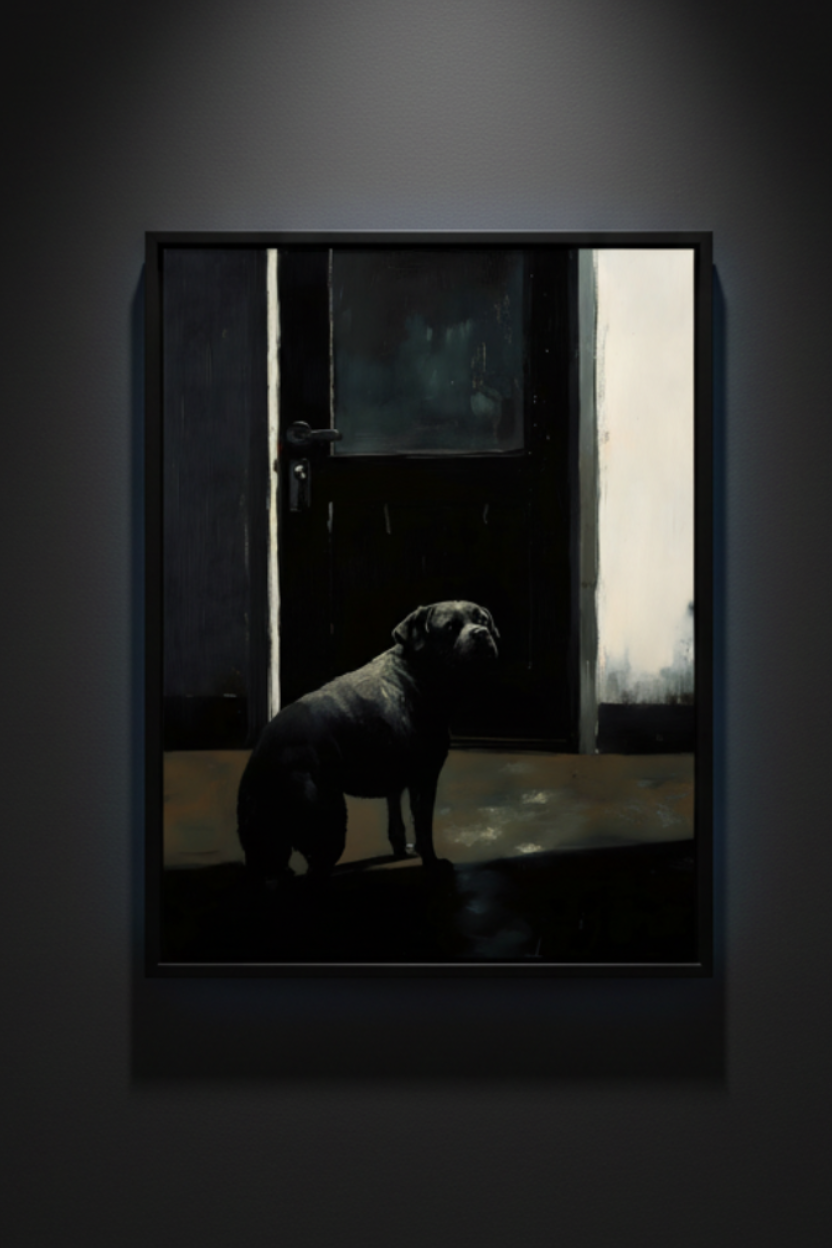 Dog in the Dark Doorway, art print