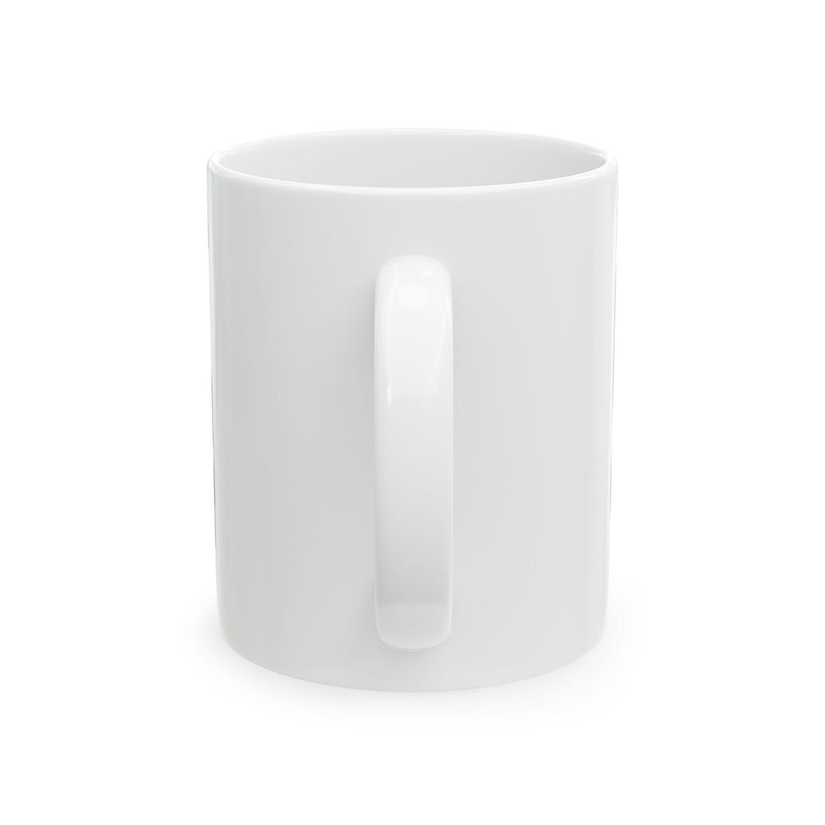 Funny coffee mug printed with "EVERY PLAN IS A GREAT IDEA UNTIL THE DAY OF", back view showing the handle