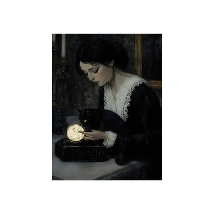 Familiar Silence woman and cat fine art poster