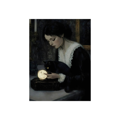 Familiar Silence woman and cat fine art poster