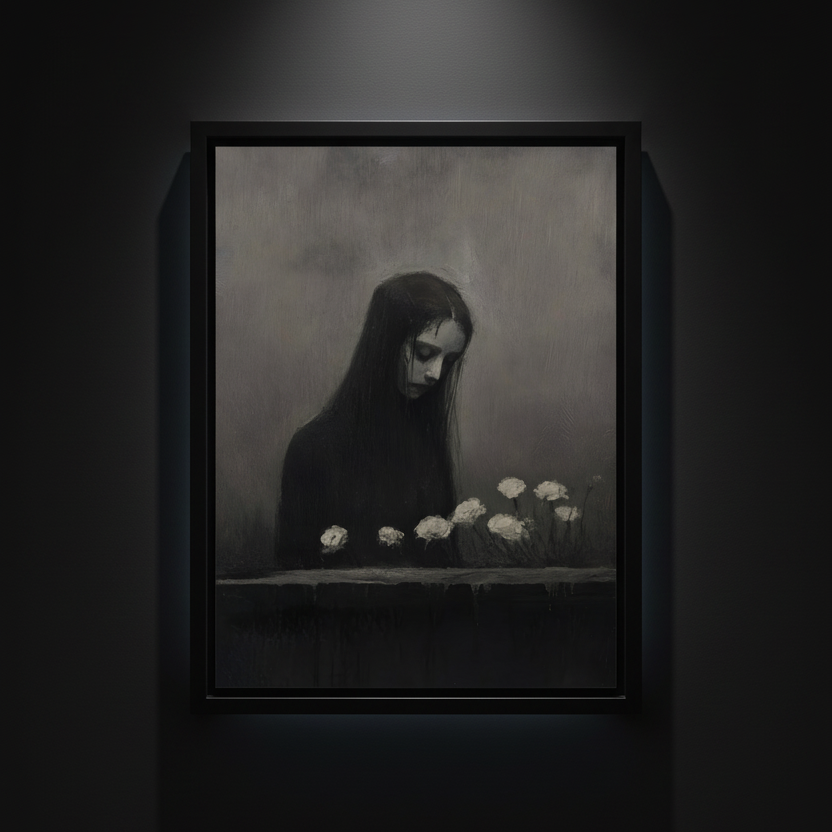 Flowers at Her Table, art print