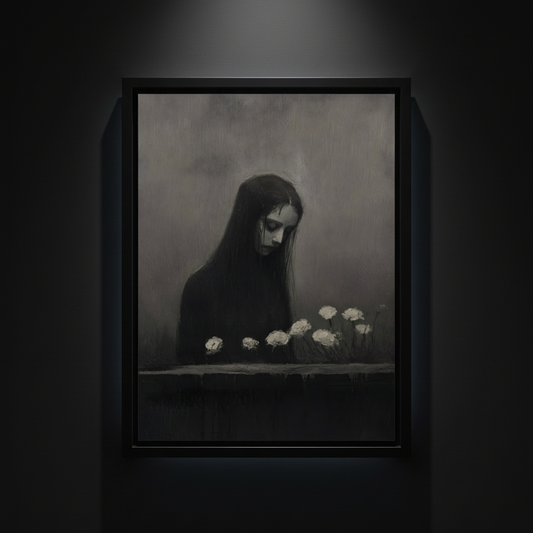 Flowers at Her Table, art print