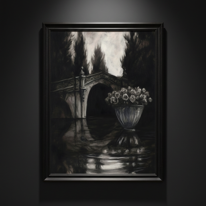 Flowers by the Old Bridge, art print