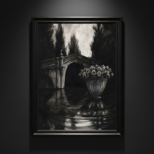 Flowers by the Old Bridge, art print