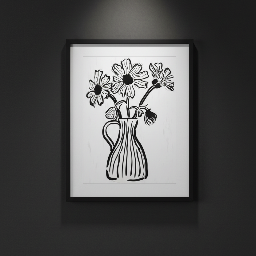 Flowers in a Single Line, art print