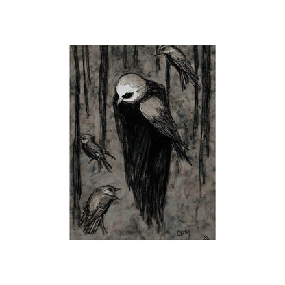Four Birds in Charcoal, art print, view 3