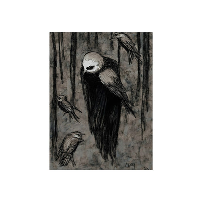 Four Birds in Charcoal, art print, view 4