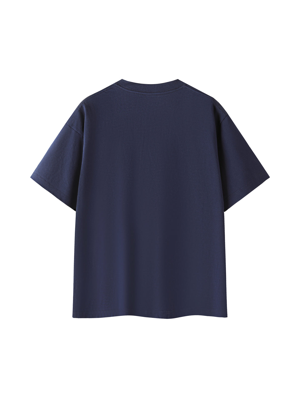 Back view of the oversized cotton t-shirt in navy blue
