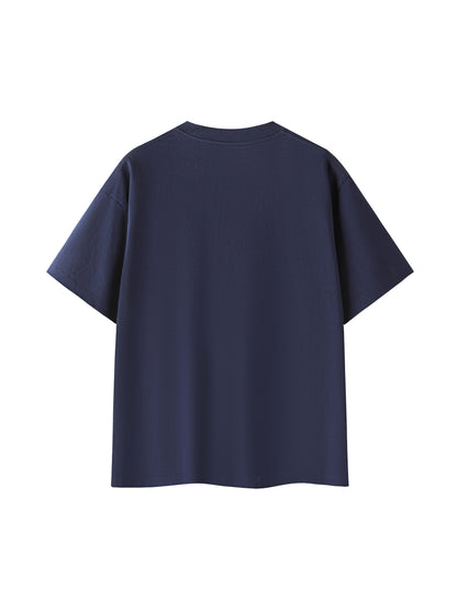 Back view of the oversized cotton t-shirt in navy blue