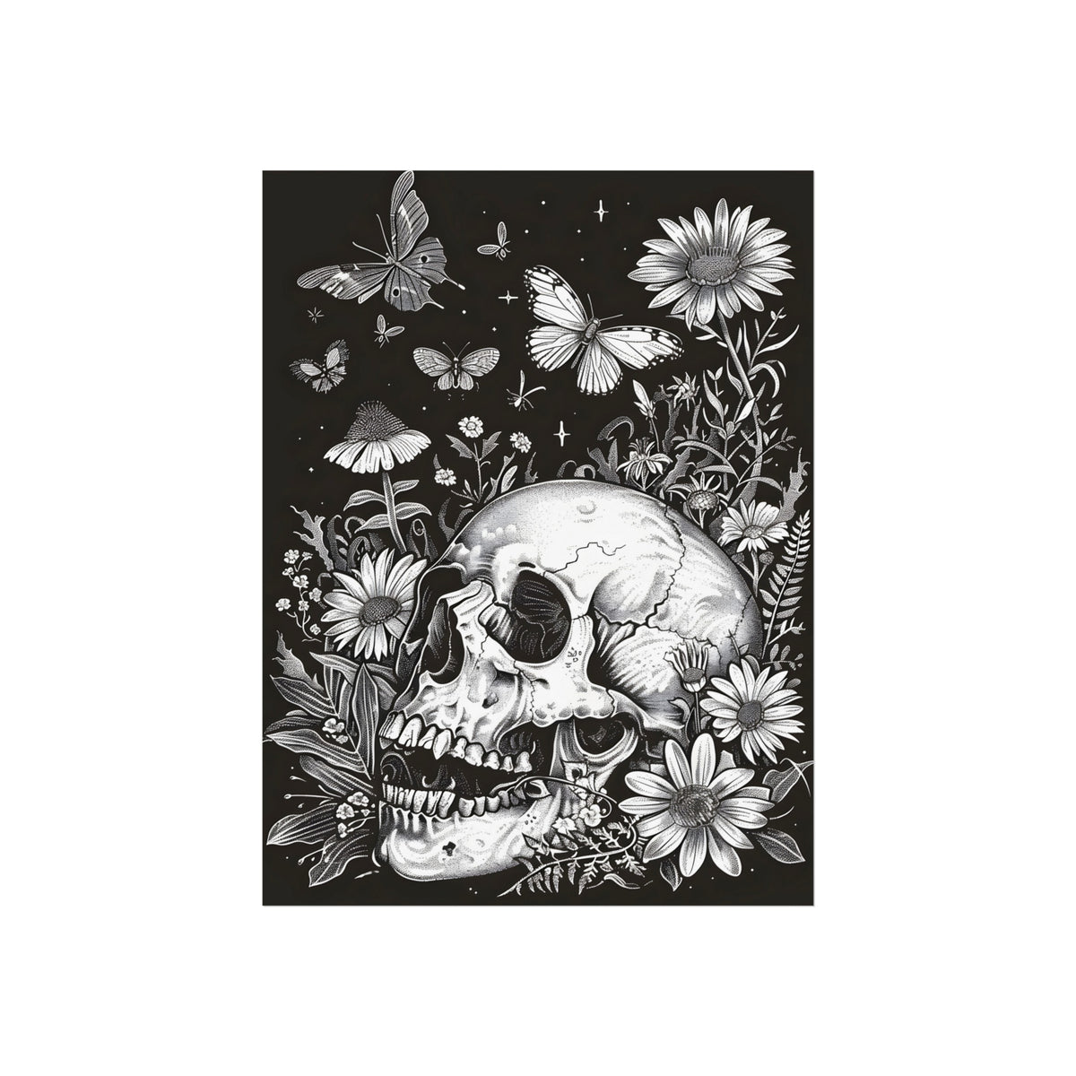 Garden of Bones | Gothic Botanical Fine Art Paper Print framed display mockup