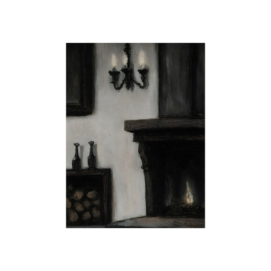 Hearth After Dark gothic interior fine art paper print artwork