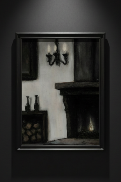 Hearth After Dark | Gothic Interior Fine Art Paper Print artwork image