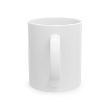 Funny coffee mug printed with "I AM NOT GOING OUT AND YOU CANNOT MAKE ME", back view showing the handle