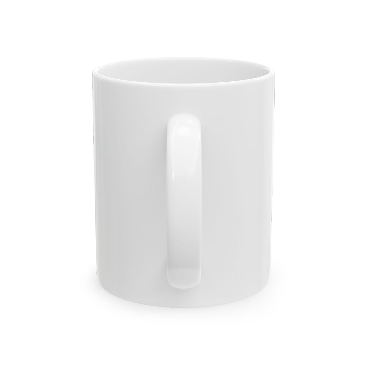 Funny coffee mug printed with "I CANNOT WAIT TO GET HOME AND NOT TALK", back view showing the handle
